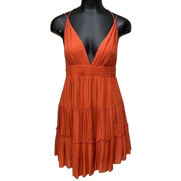 Sea Gypsies Dresses & Skirts - Sea Gypsies Rust Orange Boho Halter Ruffle Dress Size Small